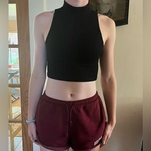 Aéropostale Seamless Mock-Neck Black Cropped Tank, size Small